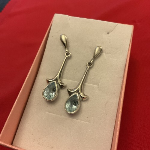 Silver aquamarine earrings - silver,