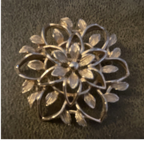Gold tone metal flower floral - gold,