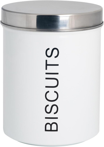 Metal biscuit tin white - tin,
