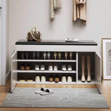 Wood Ottoman Shoes Storage