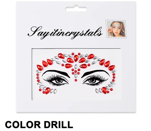 Face gems adhesive red - gems,