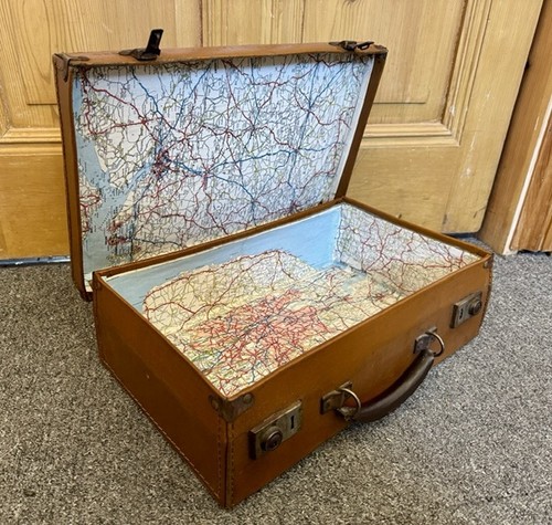 Vintage decoupage map - decoupage, suitcase