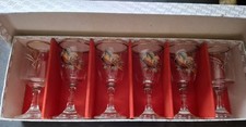  Vintage Pheasant & Wheat Sherry Port Glasses 1970s Gold Rim Boxed 
