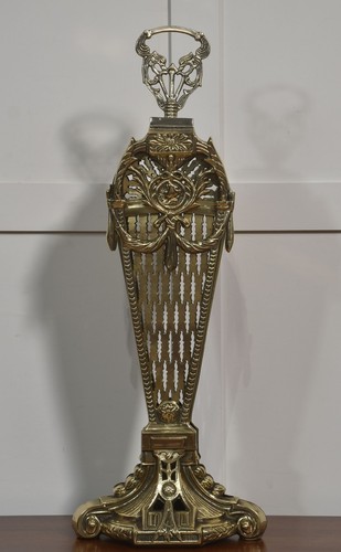 Brass peacock fan fire screen - fire,