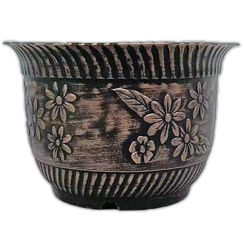 Round plastic plant pot copper - round,