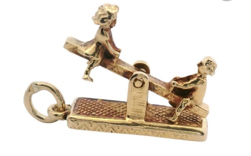 Vintage 9ct gold seesaw - vintage,