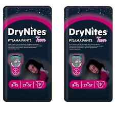 2X HUGGIES DryNites Girl's Pyjama Pants, 8-15 Years (9 Pack) Nightime Nappy