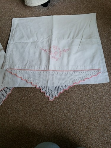 Vintage white pink - white, lace