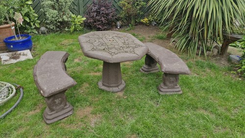 Concrete stone garden table - concrete,