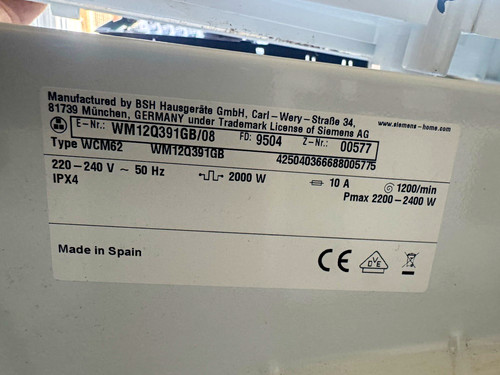 Siemens wm12q391gb washing - siemens,