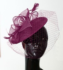 Saucer Sinamay Headband Fascinator Wedding Ascot Hat Hatinator Birdcage Veil