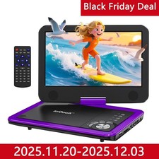 ieGeek 12.5" Portable DVD Player with 10.5" HD Swivel Screen,Region Free,Purple