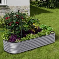 Metal Garden Raised Bed Vegetable Herbs Planter Box Outdoor Flower Grow Trough