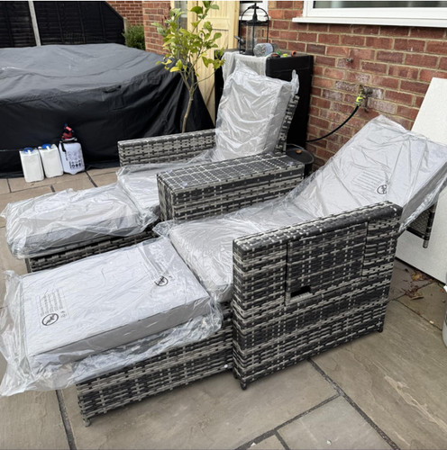 Rattan sun lounger - set, 2