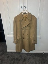 CROMBIE COAT UK 42 Double Breasted Wool Beige Overcoat Jacket England