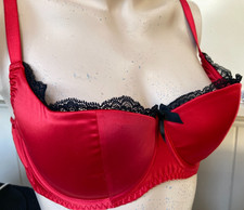 Agent Provocateur 36D red satin demi bra vampy scarlet Sloane
