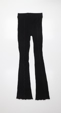 Zara Women Black Flared Ribbed Stretch Leggings Size S
