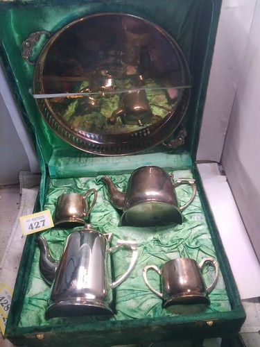 Silver plated tea set - silver,