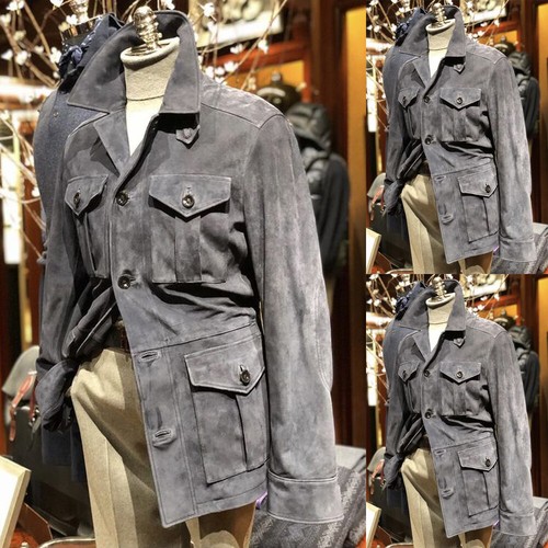 Gray suede men safari jackets - suede,