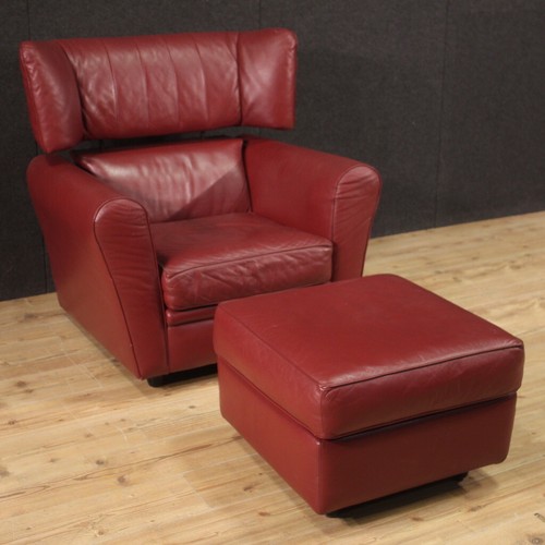 Zanotta red leather - red, pouf