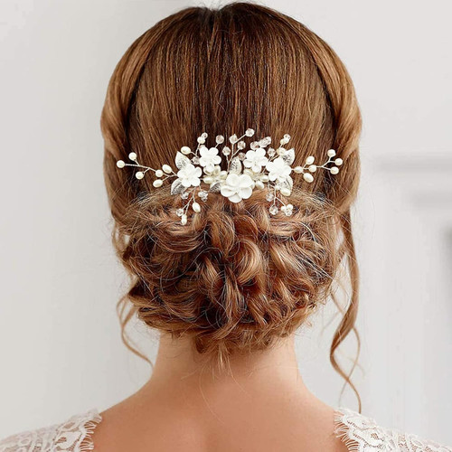Flower bridal hair vine pieces - bridal,