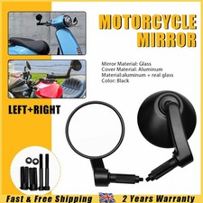 UK Black Circular 7/8″ 22MM Motorcycle Bike Handle Bar End Rearview Side Mirrors
