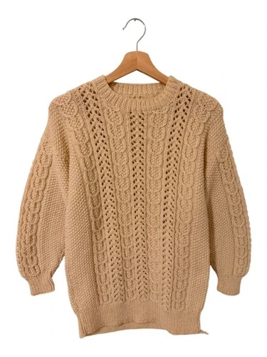 Vintage cream aran - cream, knit