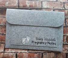 Personalised maternity note Folder, Pregnancy Note Wallet, Felt bag, Antenatal