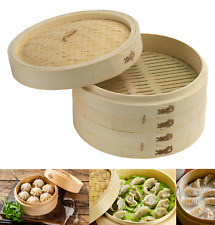 2 Tier Bamboo Steamer Food Cooker Handmade Chinese Steamer Basket 10 inch 25cm