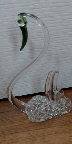 Vintage glass swan with - , green