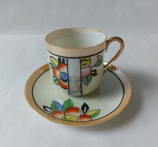 Japanese Eggshell Handpainted Klimax Coffee Cup & Saucer Lustre Floral Pattern 