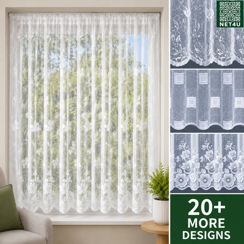 White net curtains sold - white,