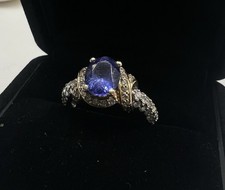 Tanzanite and diamonds 14k white and yellow gold ring size 7.25