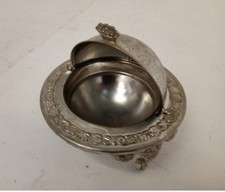Vintage Silver Plate England Marked Revolving Dome Butter  Dish on Stand