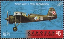WWII Polish Air Force No.161 Sqn K.O.P. PZL P.11 Fighter Aircraft Stamp (2018)