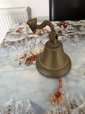 Vintage Wall Mounted Brass Bell Ship/School/Bar Man Cave 21cm VGC