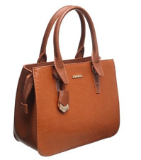 Bessie London Croc Print Tote Handbag Tan