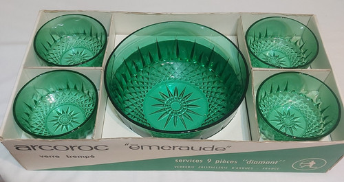 Vintage arcoroc diamant green - arcoroc,