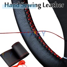 UK Car Hand Sew Steering Wheel Cover DIY Hand Sewing Leather Covers 38cm 15”