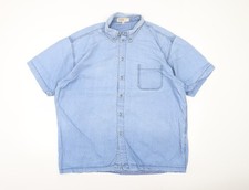 EWM Men’s Blue XL Short Sleeve Denim Cotton Button-Up Shirt