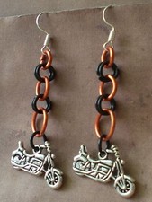 Motorcycle Earrings Orange