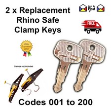 2 x RHINO SafeClamp LADDER CLAMP KEY & Roof Bar Keys  CUT TO YOUR CODE 001 - 200