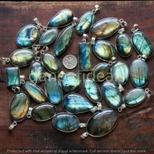 Labradorite Gemstone Pendant 925 Silver Plated Wholesale 10pcs Jewelry Lots