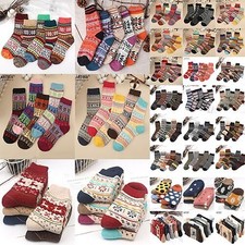 5 Pairs Women’s Wool Socks Winter Warm Thick Thermal Knitted Nordic Ladies Socks
