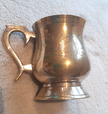 Vintage Silver Plated Christening Mug, Ornate Handle/Design good Cond.