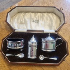 Ollivant & Botsford 1932 Art Deco  Cruet Set Hallwark Solid Silver 88g