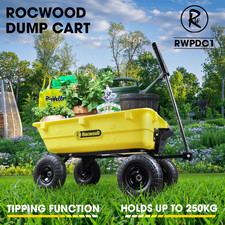 Poly Dump Cart Trolley RocwooD 80L Garden Tipping Wheelbarrow 250kg Utility