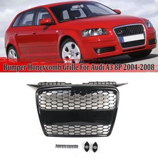 For 2004-2008 Audi A3 8P RS3 Style Front Bumper Honeycomb Mesh Grille Grill