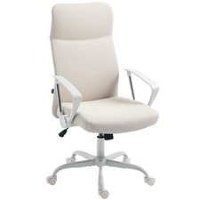 HOMCOM High Back Office Chair, Computer Desk Chair for Home, Cream White