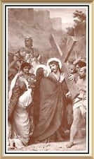 Religious Art Print - Mary Magdalene Helps JESUS CHRIST WITH CROSS Via Dolorosa